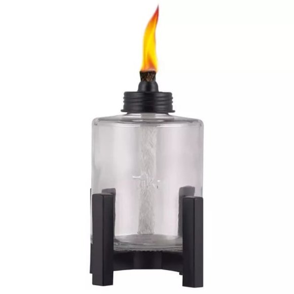 TIKI Elevated Tall Glass Tabletop Outdoor Torch - Picture 2 of 4